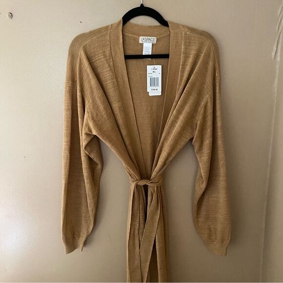 LSpace Azores Duster in Toffee Tan brown cardigan tie knit Revolve M/L $198 - Picture 10 of 16